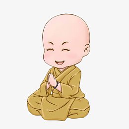 手绘微笑的小和尚