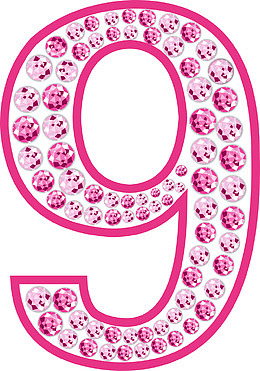 粉色钻石矢量数字9