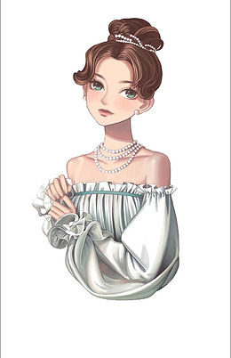 创意手绘半身美女