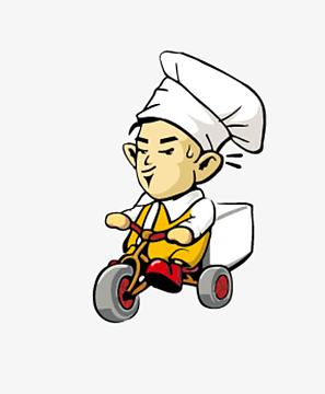 骑三轮车的送餐厨师