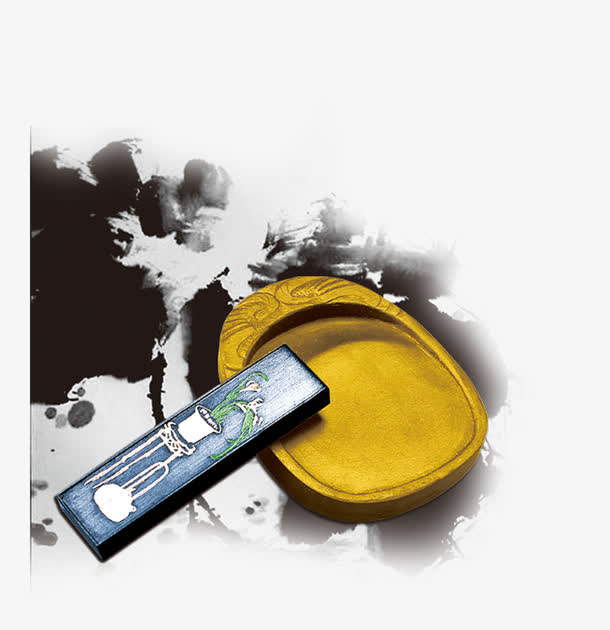 唯美中国风复古水墨墨迹墨台砚墨