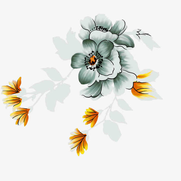 水墨画中国风桃花素材免费下载_觅元素