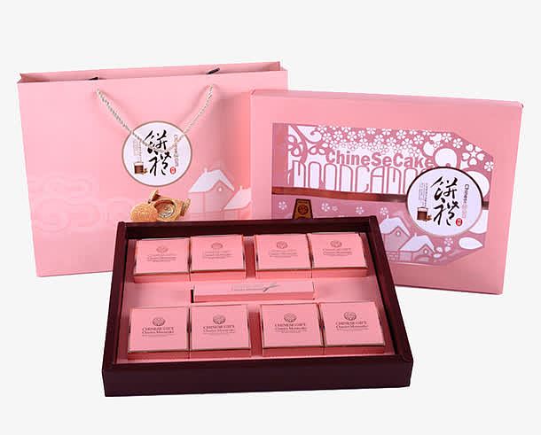 浅粉色月饼礼盒