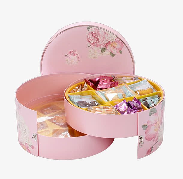 粉色圆形月饼礼盒