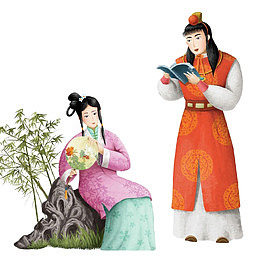 红楼梦插画人物宝黛