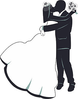 拥吻的新郎新娘