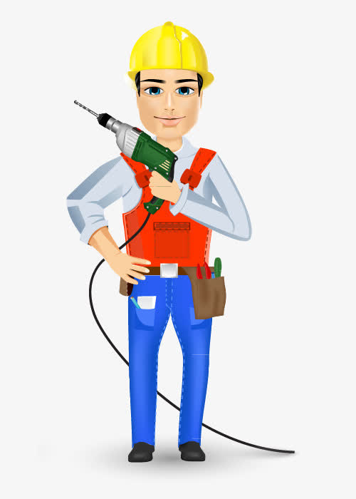 卡通手绘电工人物png