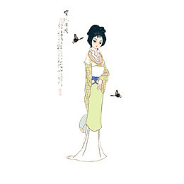 红楼梦插画宝钗扑蝶