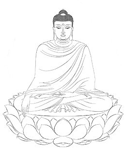 白描手绘风格释迦牟尼佛画像