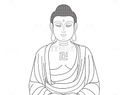 白描手绘释迦牟尼佛半身画像