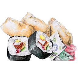 紫菜包饭手绘画素材图片