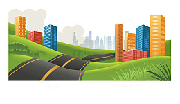 矢量通向城市的公交线路