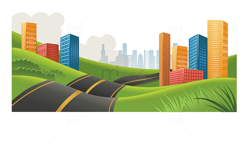 矢量通向城市的公交线路