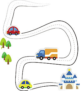 矢量手绘风格公路道路