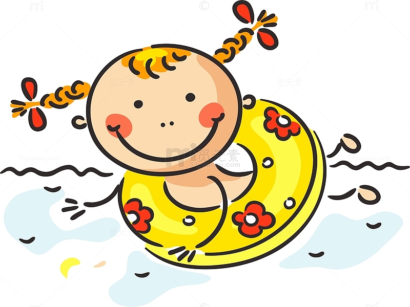 卡通可爱婴儿游泳