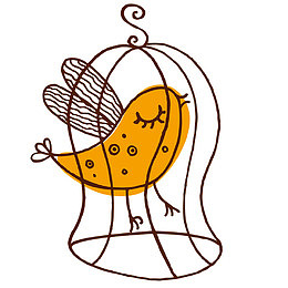 手绘鸟笼里的鸟