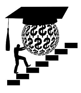 推着金币球上楼梯的学生