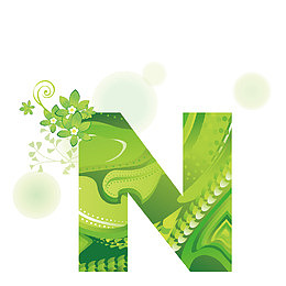植物花卉创意字母N