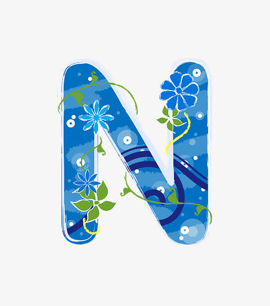 蓝色花纹字母n
