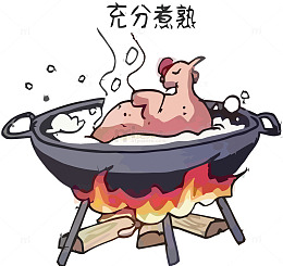 矢量吃禽类要充分煮熟