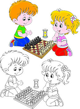 下棋的两个小孩