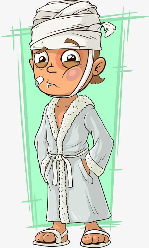 头部受伤人物素材aipng缠绷带的人png受伤的卡通人物素材png膝盖受伤