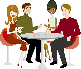 卡通男女聚会