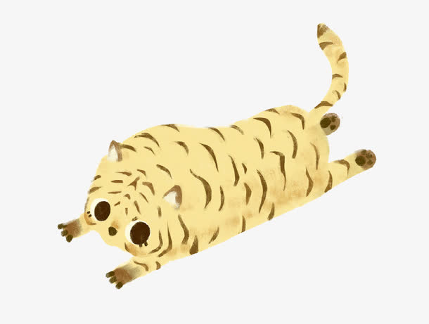 卡通趴着的老虎