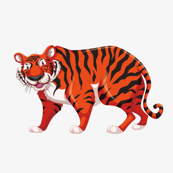 矢量卡通动物红色老虎