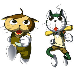 卡通形象老虎和猫