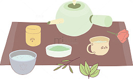 矢量图品茶