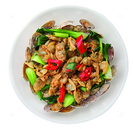 炒花甲美食俯视
