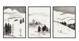 黑白雪景挂画