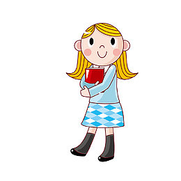 矢量卡通女孩学生插画