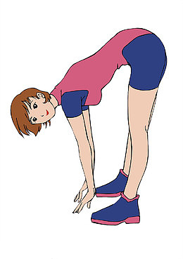 弯腰的卡通女孩