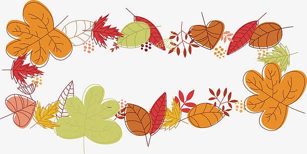 手绘的秋天树叶