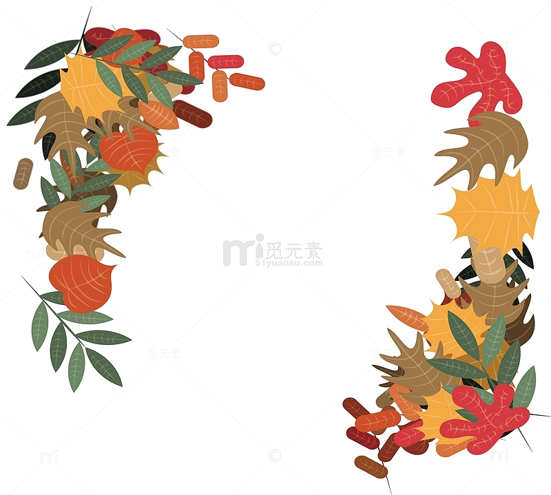 手绘秋天树叶装饰框