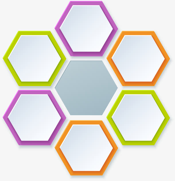 手绘多彩六边形