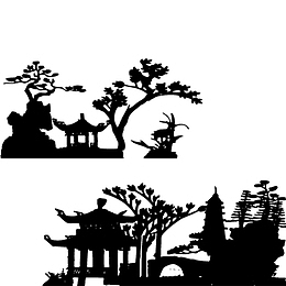 江南园林亭子花园剪影