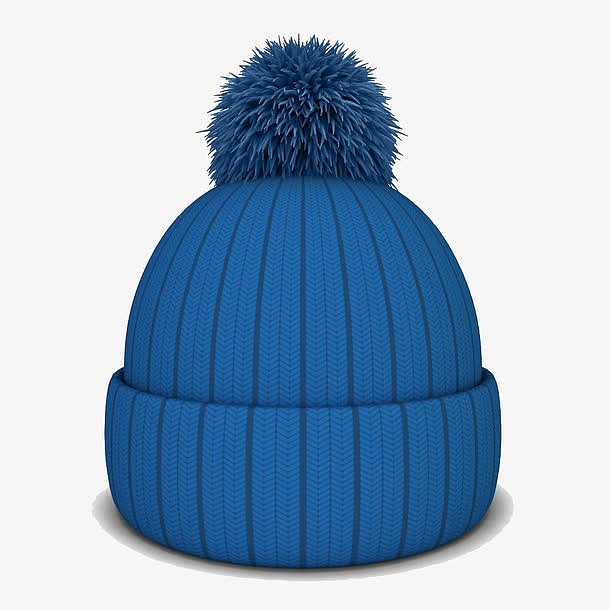 蓝色毛线编织帽子