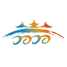 五彩渐变五亭桥剪影