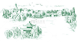 绿色瘦西湖绘画