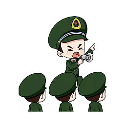 教官拿着喇叭训练