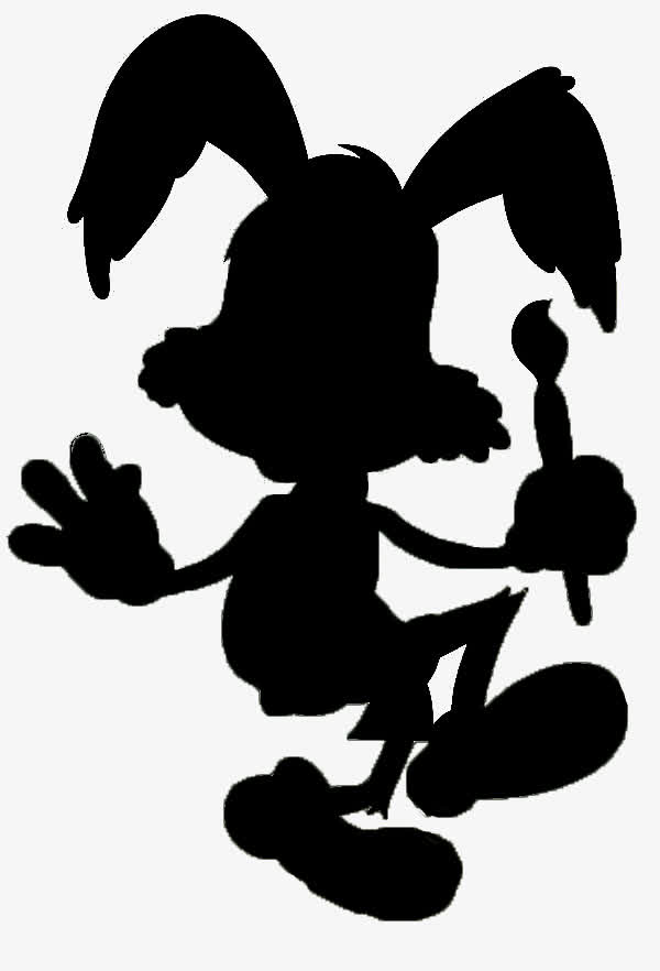 拿笔的卡通兔子黑色剪影