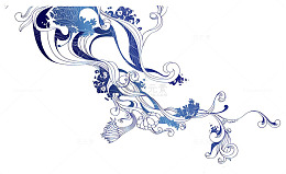 蓝色古典中国风花腾素材