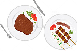 卡通美食西餐