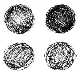 黑白线条圆形插画