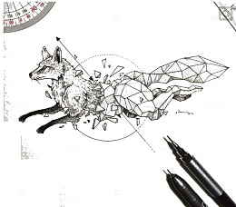 手绘狐狸