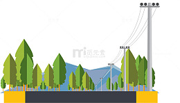 矢量手绘卡通郊区