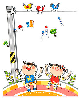 手舞足蹈的少年儿童矢量素材